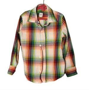Gap boys plaid XS 4-5 100% cotton button-down shirt long sleeve